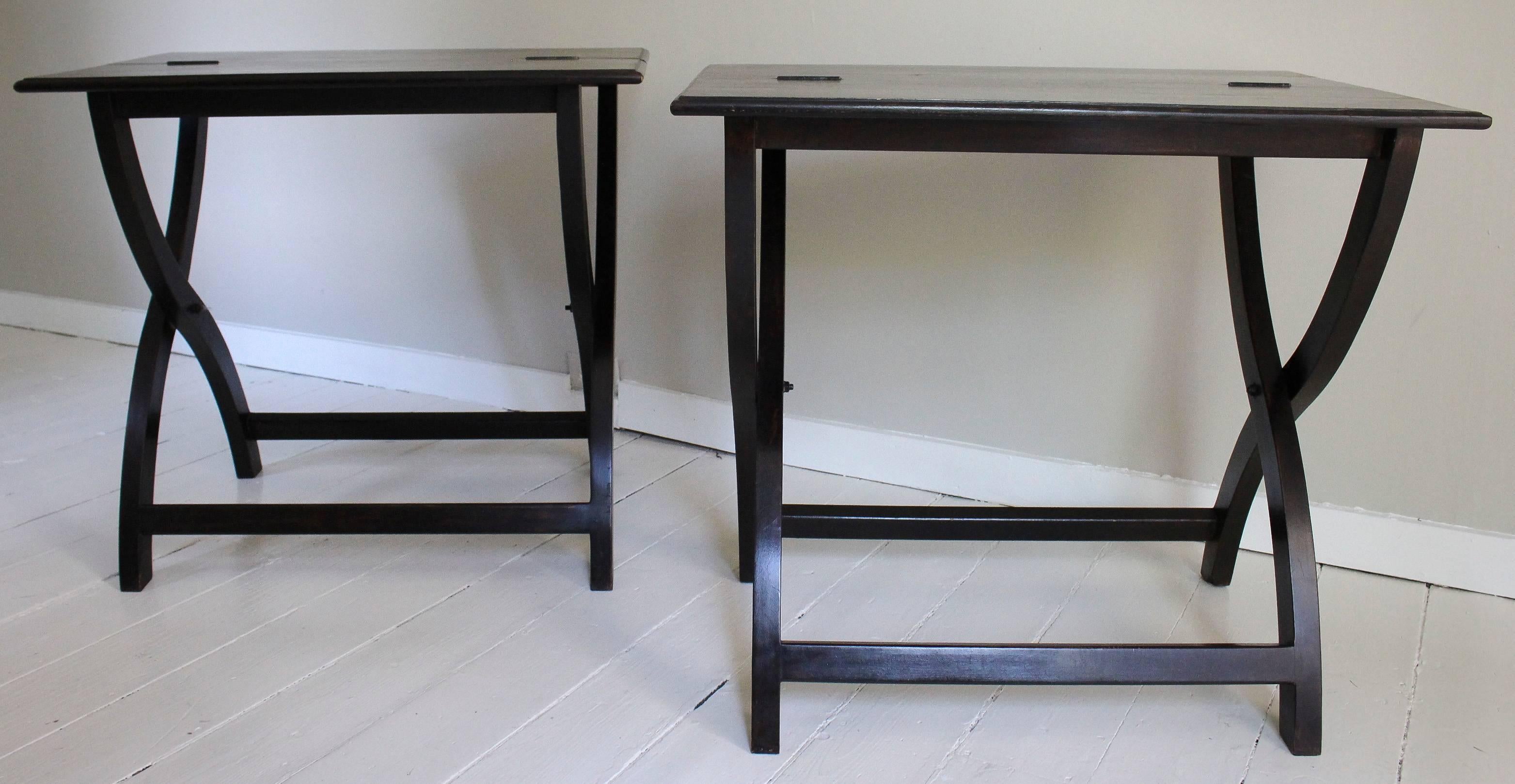 American Pair of Ebonized Campaign-Style Tables For Sale