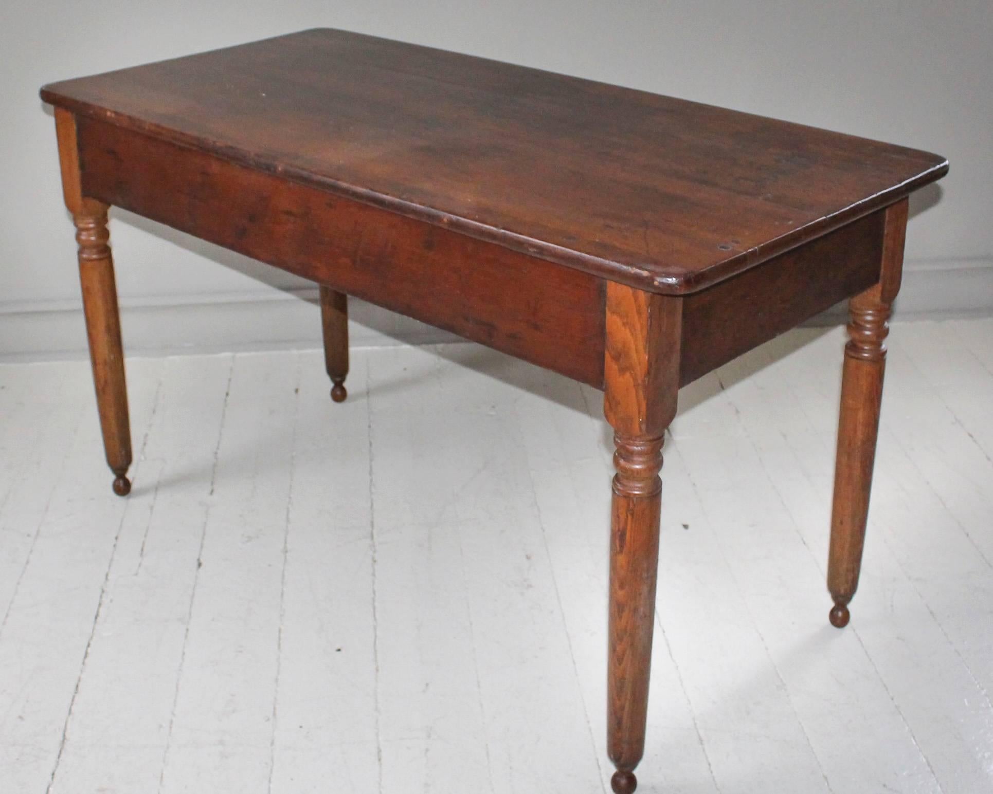 19th Century English Two-Drawer Oak Table 2