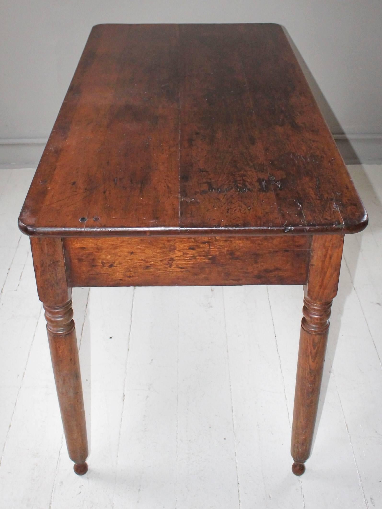 19th Century English Two-Drawer Oak Table 1