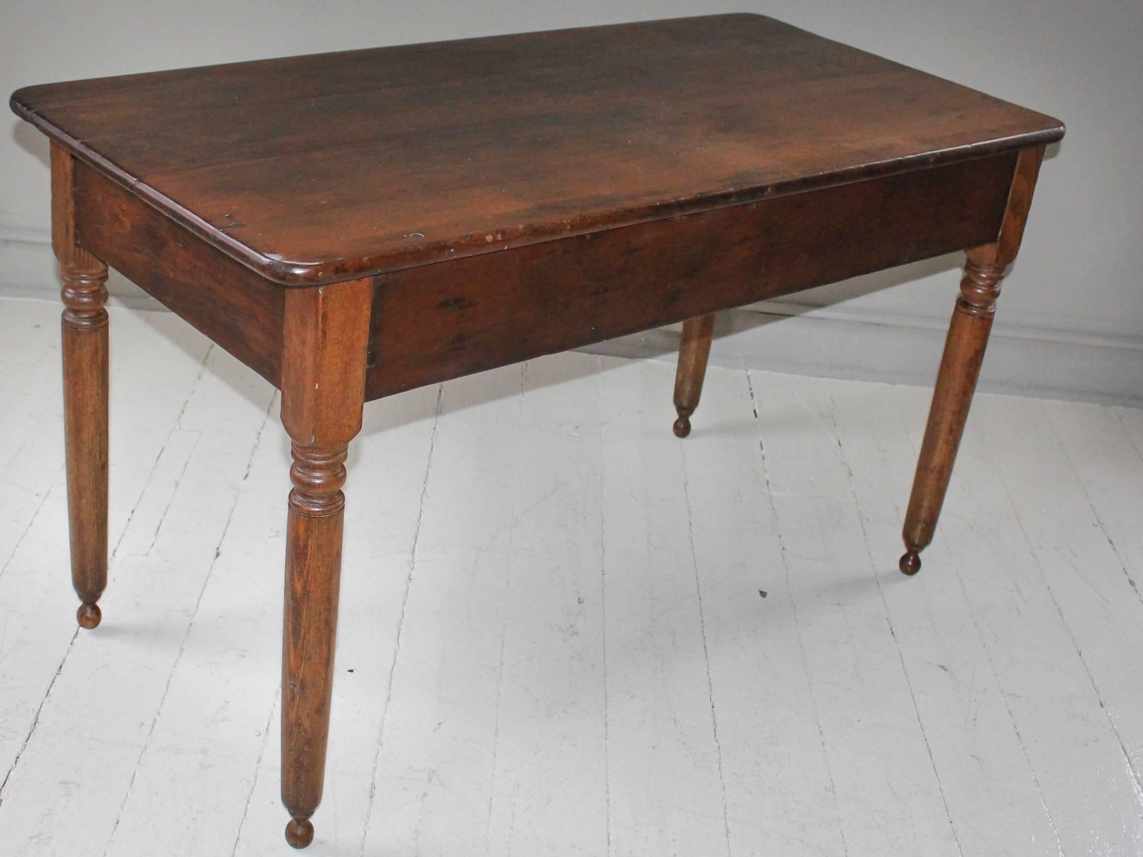19th Century English Two-Drawer Oak Table 4