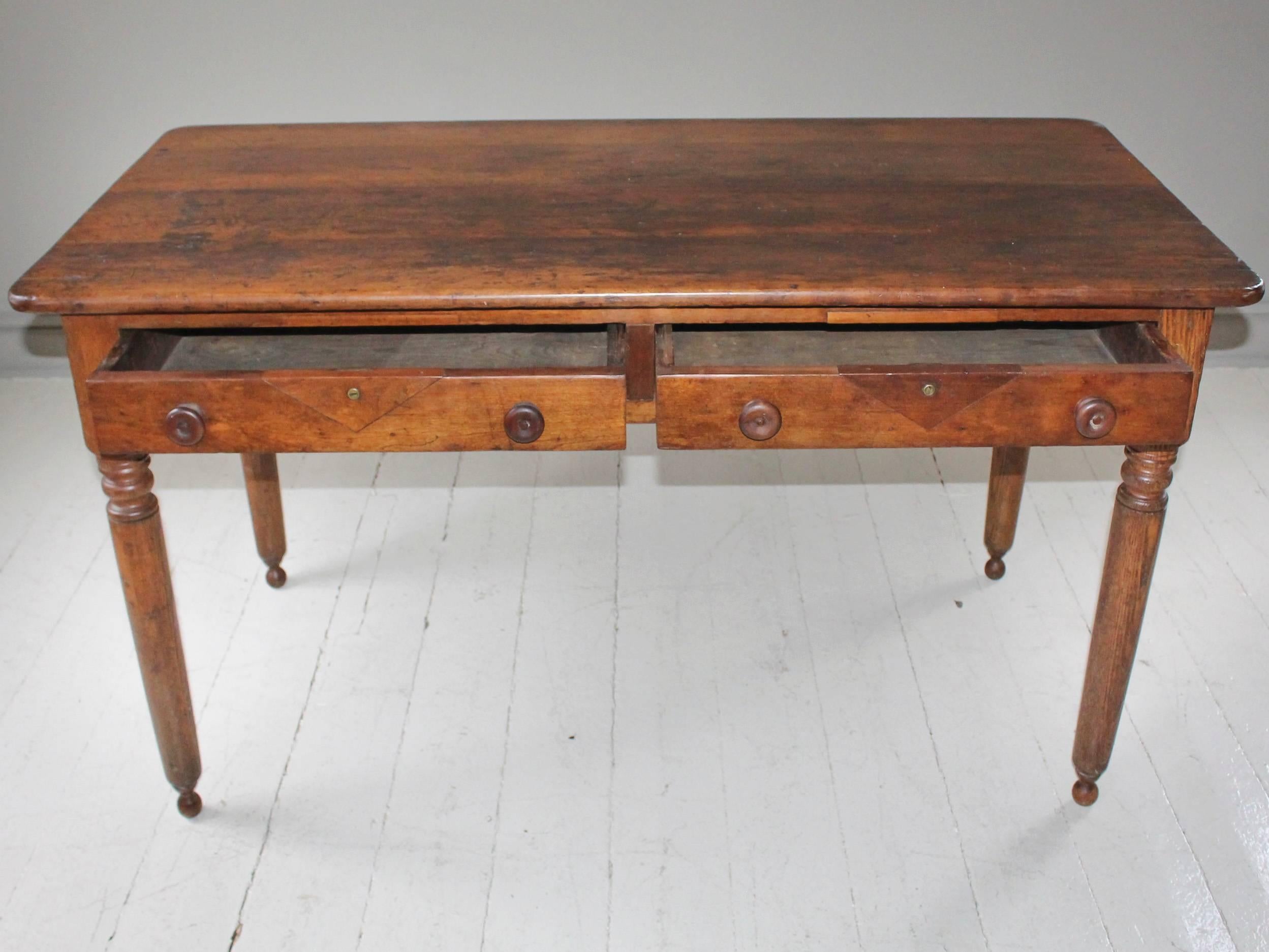 19th Century English Two-Drawer Oak Table 6