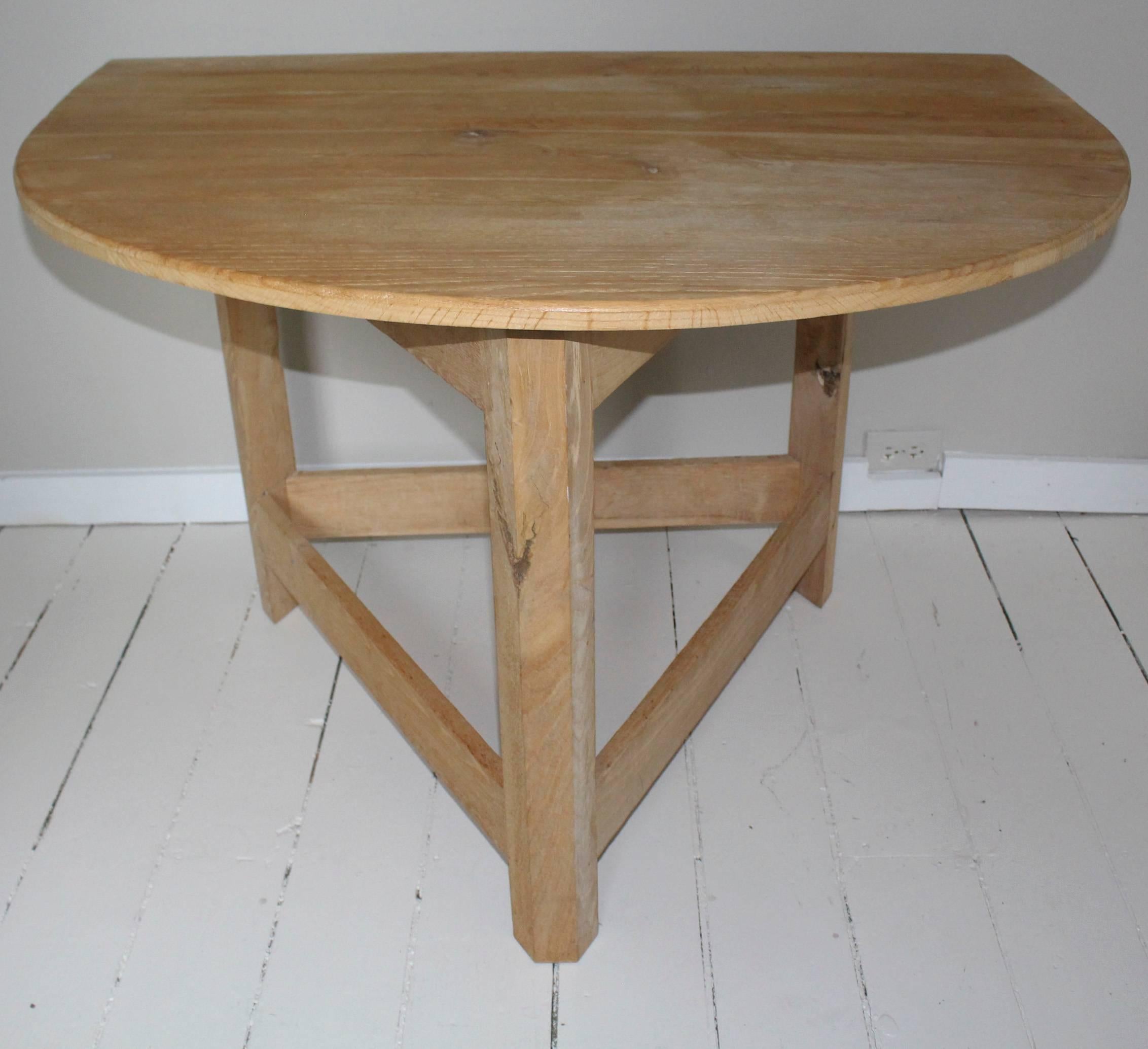 Bleached Pair of Modern Demilune Tables For Sale