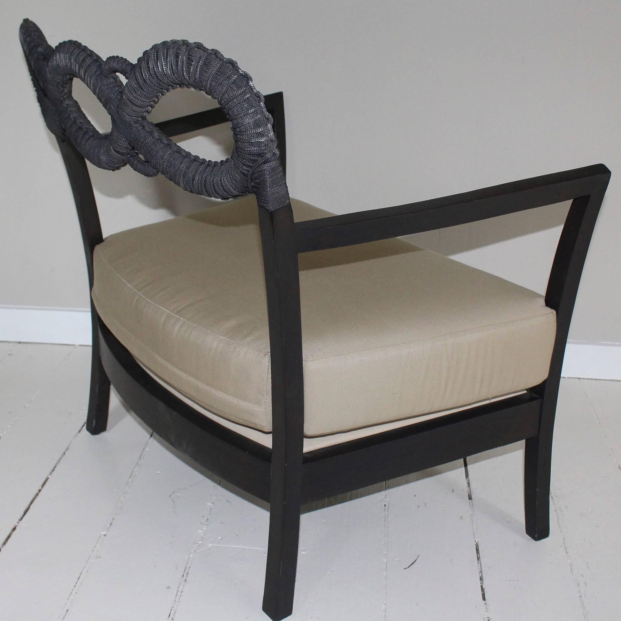 American Ebonized Rope Side Chair For Sale