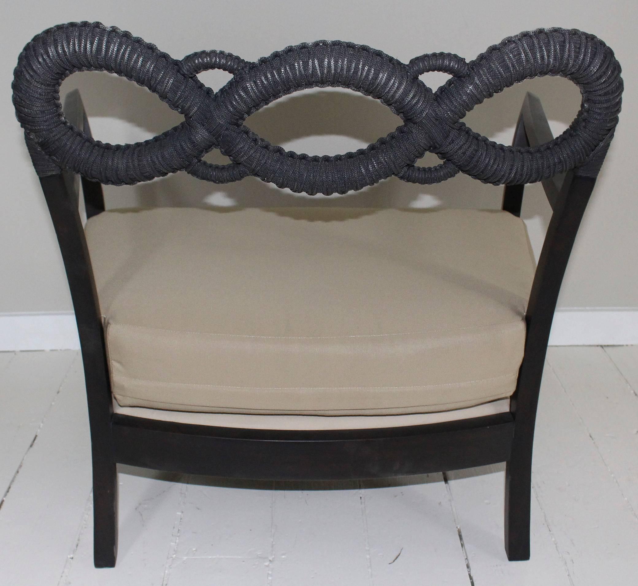 Ebonized Rope Side Chair In Good Condition For Sale In New Preston, CT