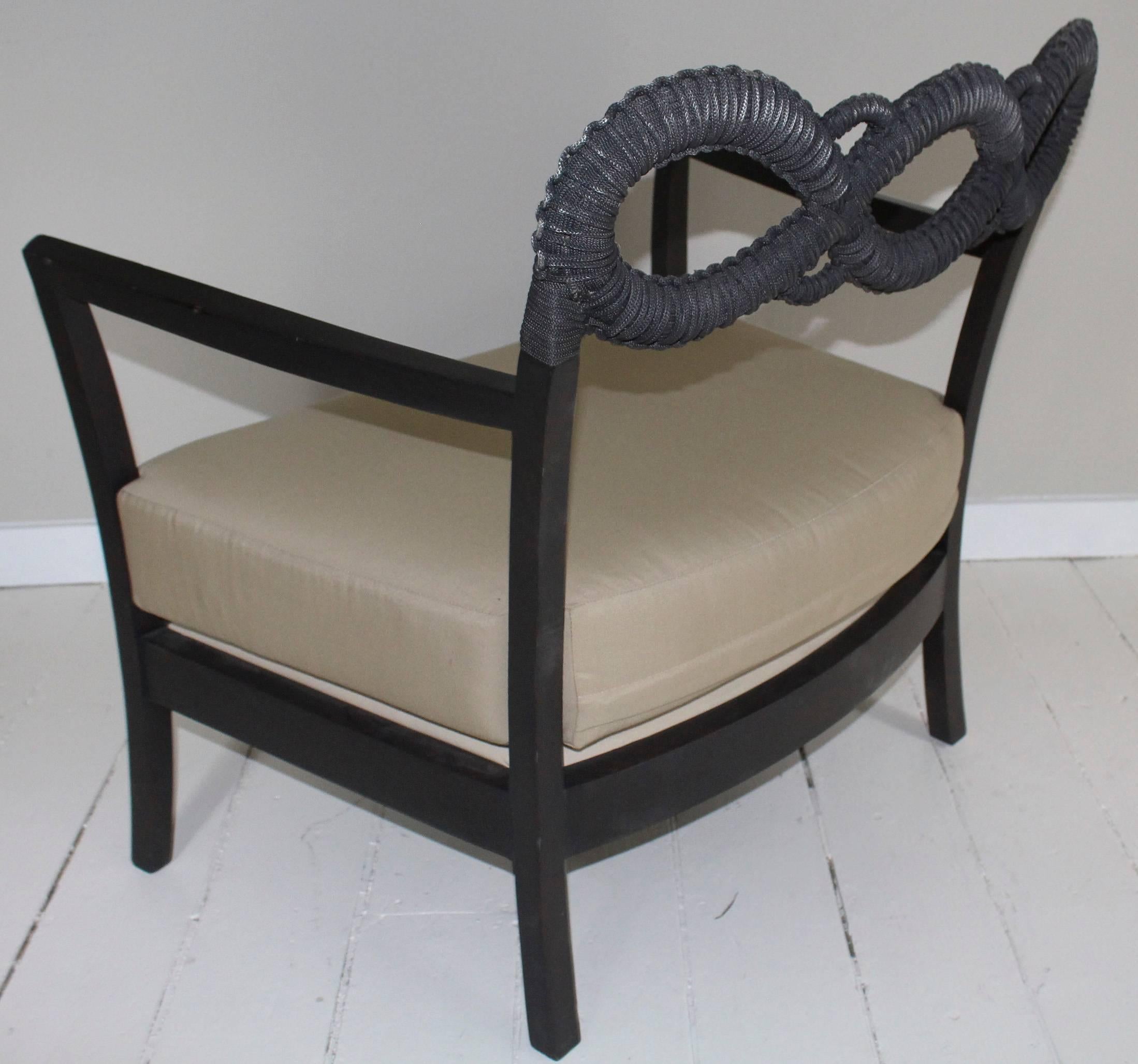 Contemporary Ebonized Rope Side Chair For Sale