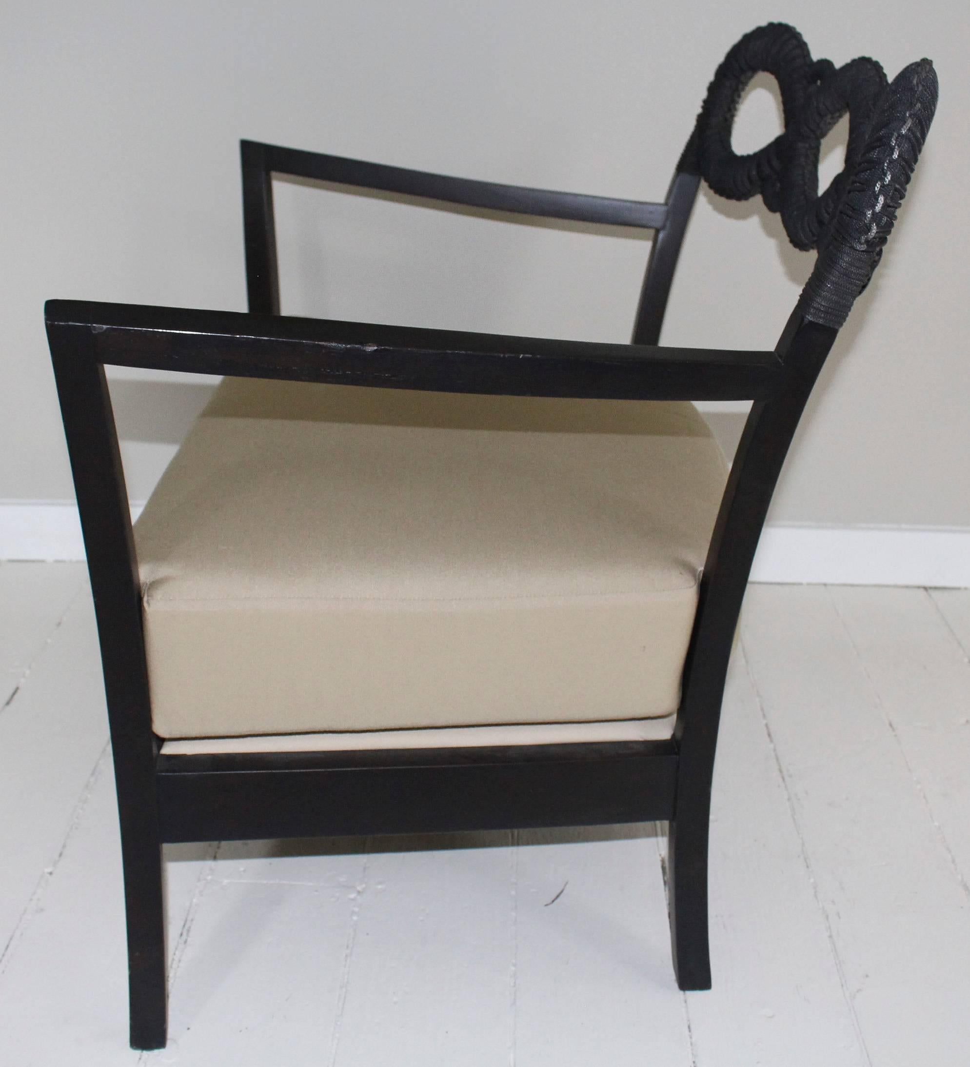 Ebonized Rope Side Chair For Sale 1