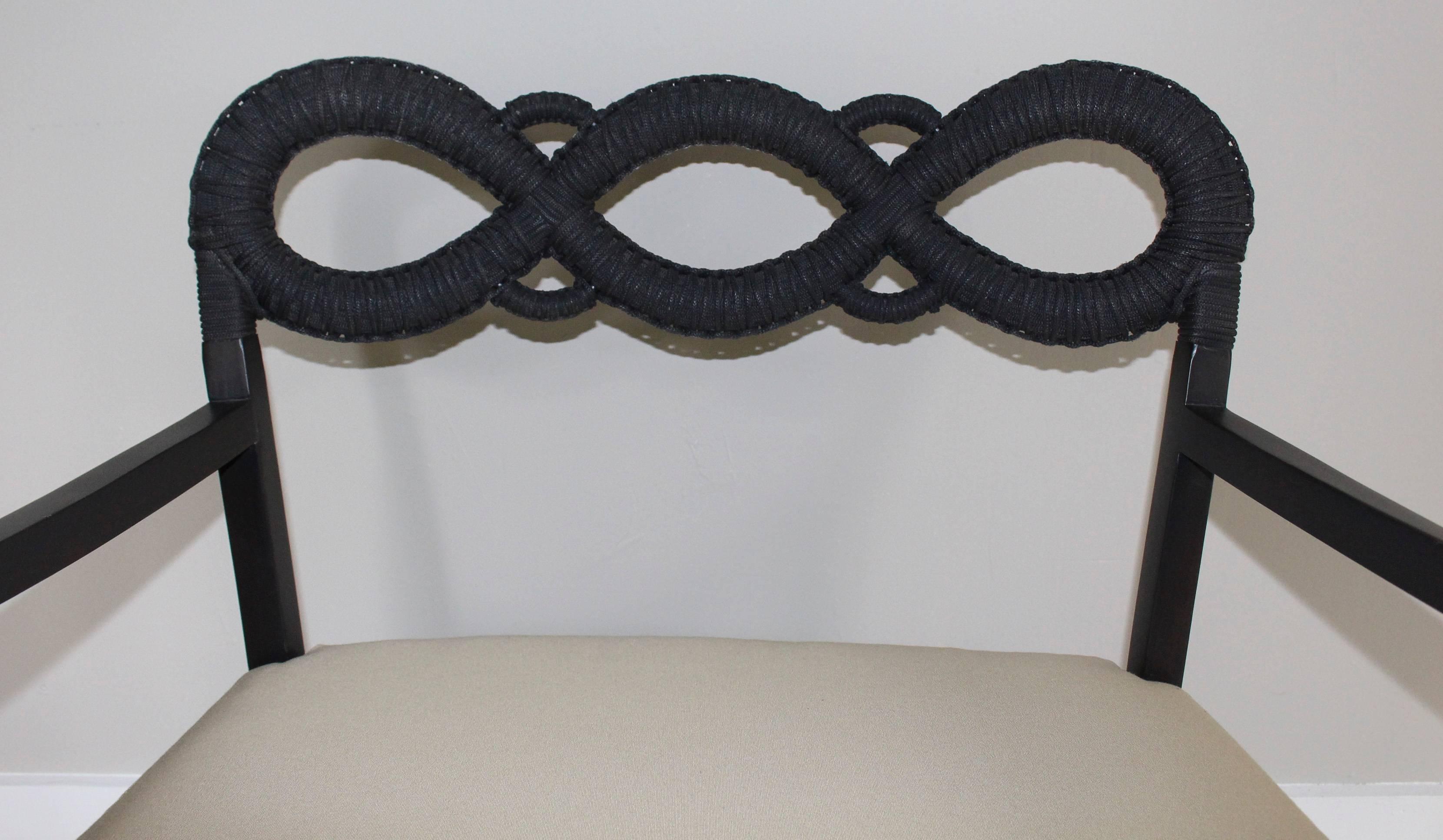 Ebonized Rope Side Chair For Sale 3