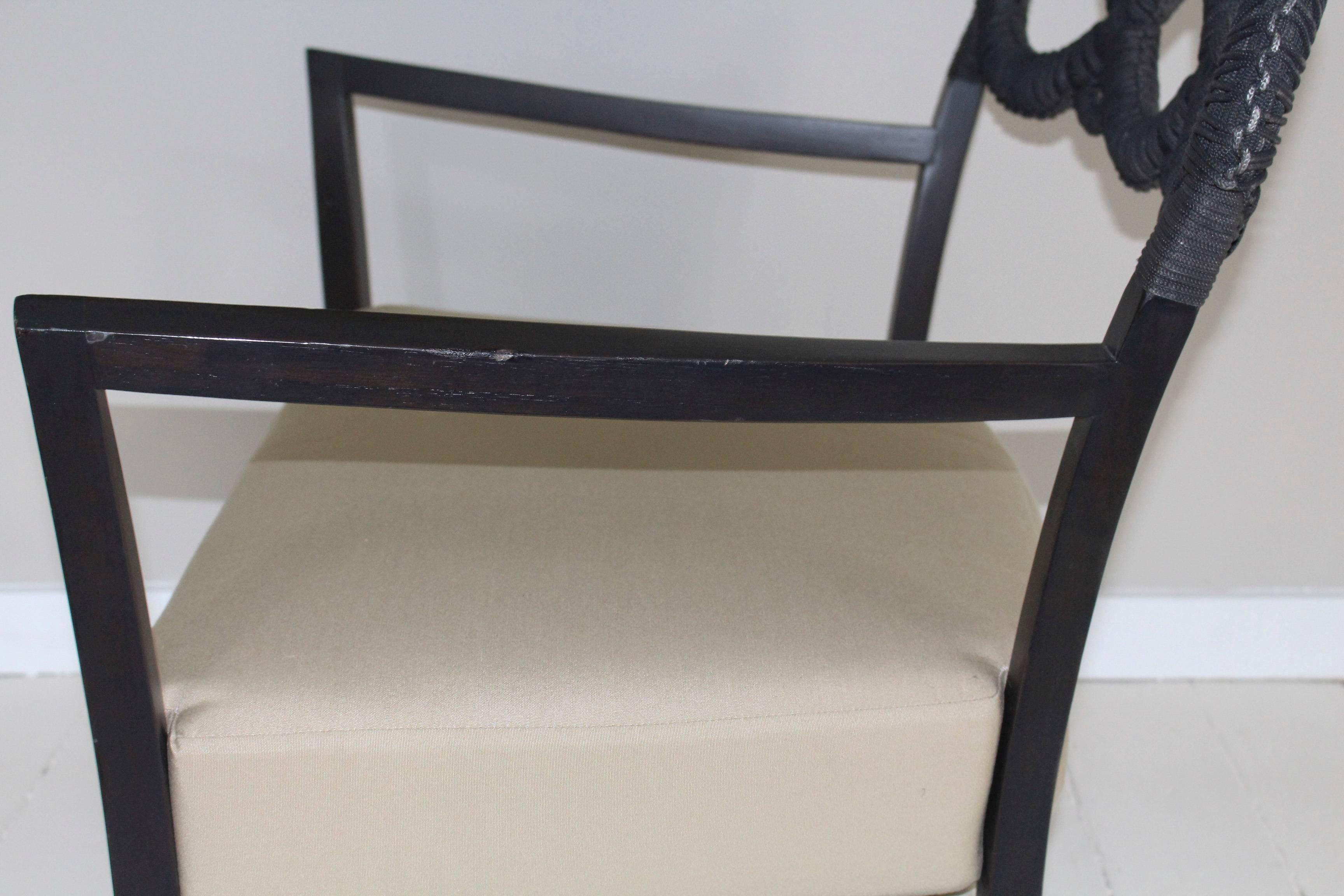 Ebonized Rope Side Chair For Sale 2