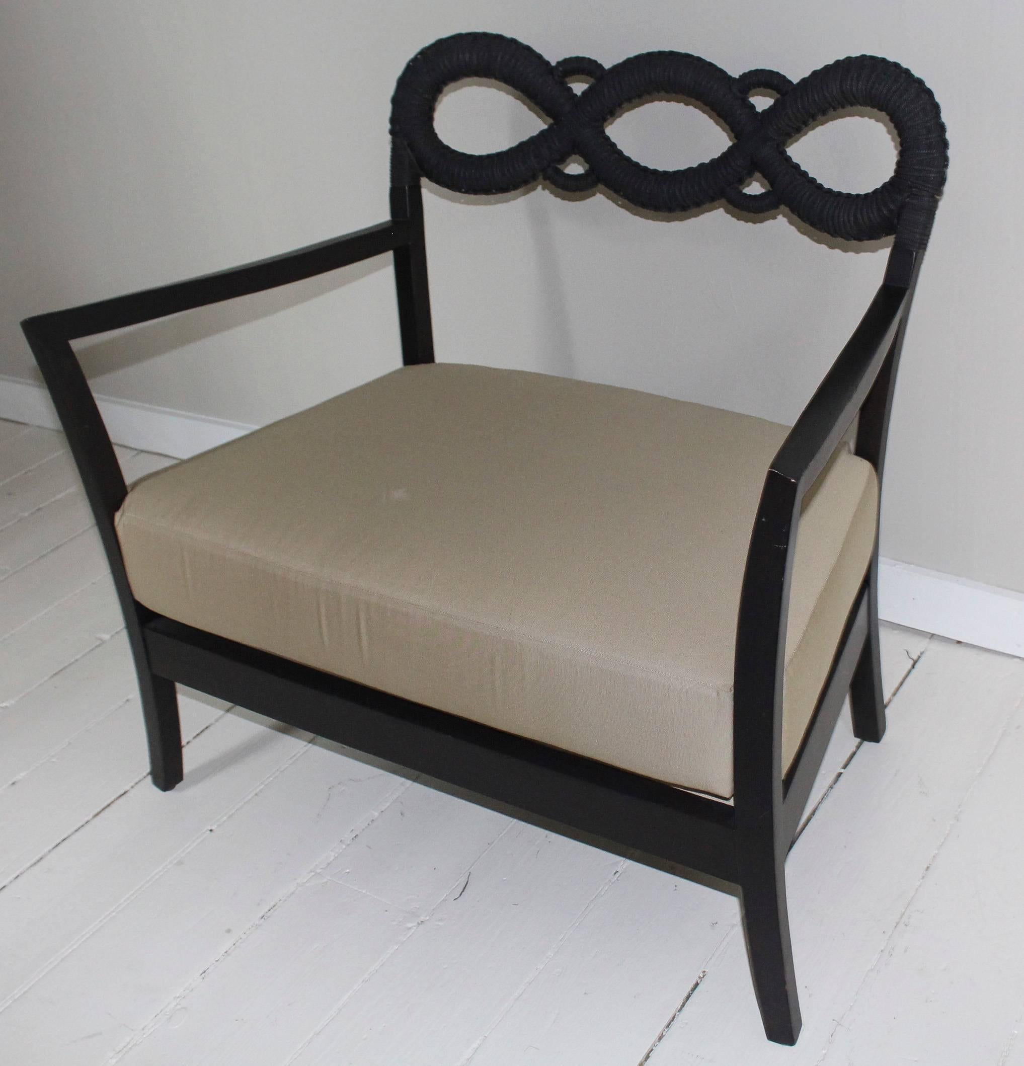 Ebonized Rope Side Chair For Sale 4