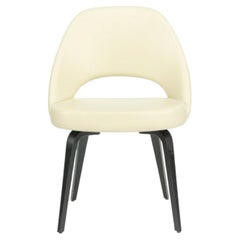Eero Saarinen Knoll 2020 Executive Side Chair w/ Wood Legs & Ivory Leather