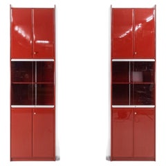 1970s B&B Italia Armario Olinto Lacado con Estantería de Cristal de Kazuhide Takahama