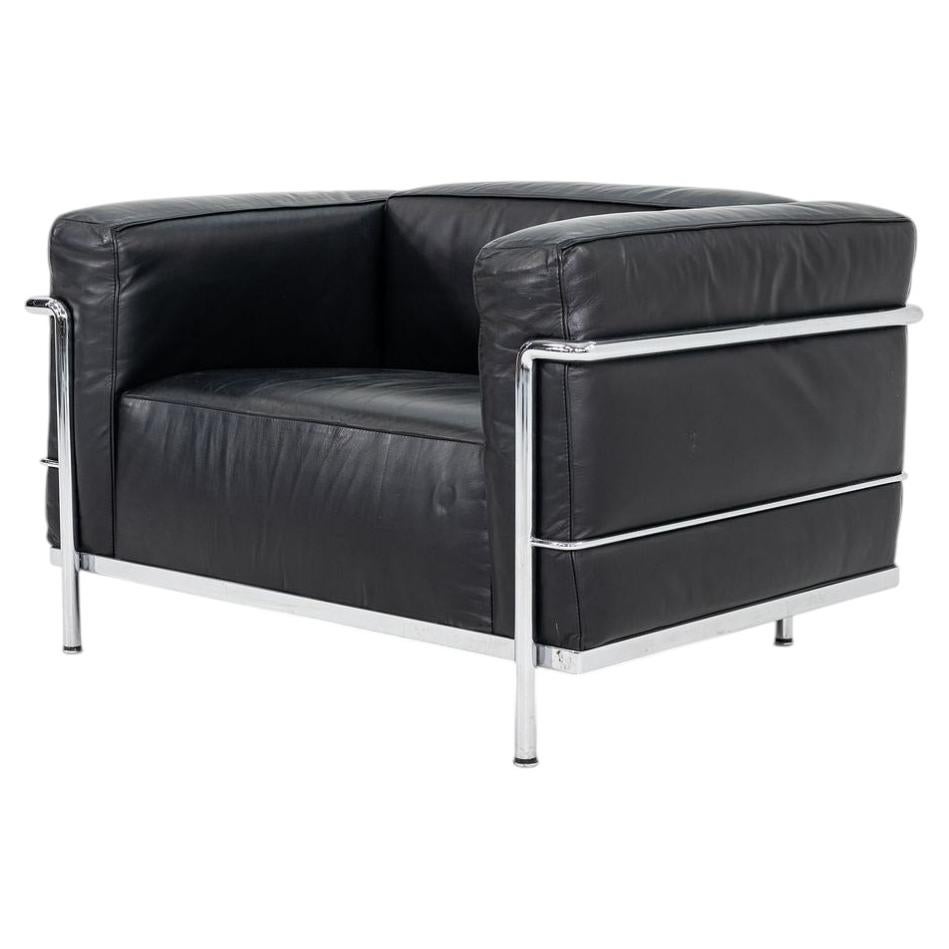 2006 Cassina Le Corbusier Jeanneret Perriand LC3 Club Lounge Chairs in Leather