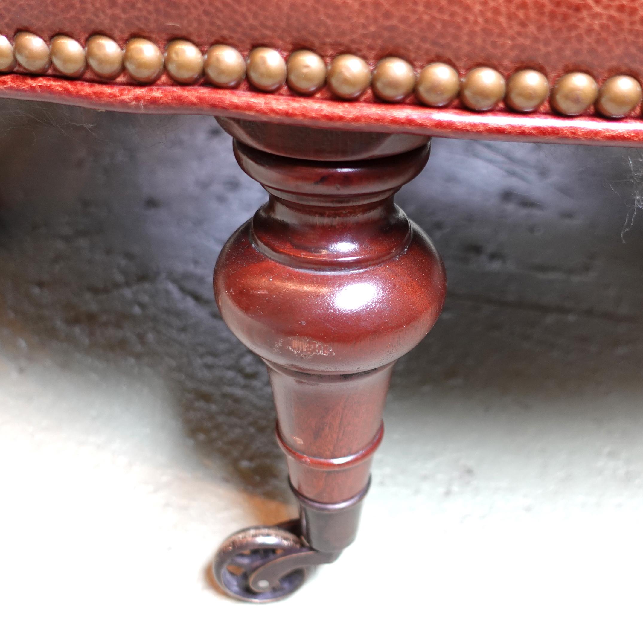 American Large Custom Made Fine Tufted Leather Ottoman For Sale