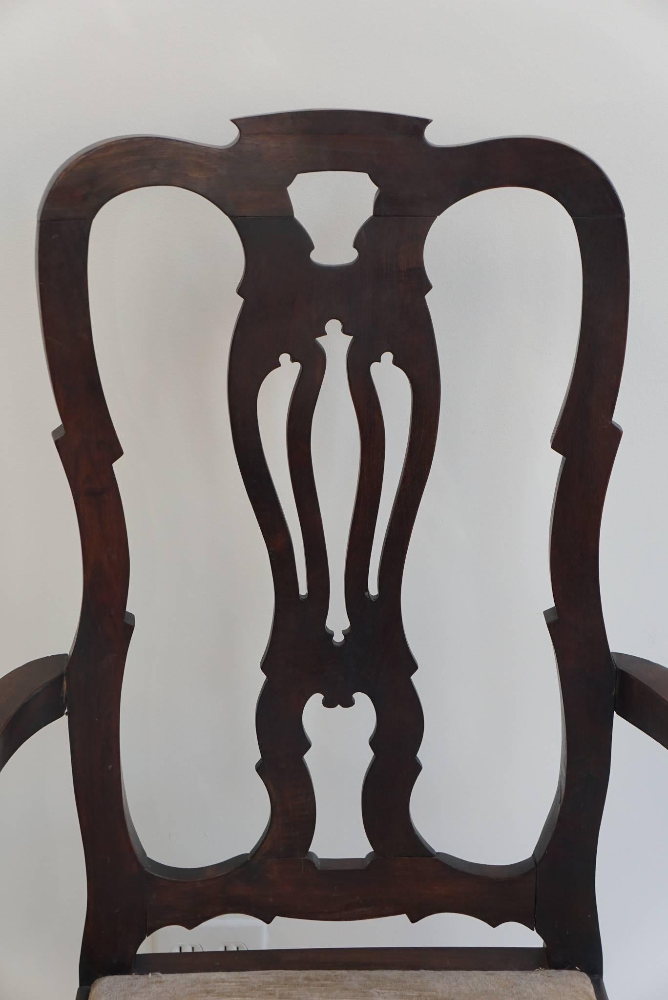 Mahogany Set of Six Belgian Dining Chairs For Sale