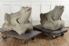 Pair Granite Carved Frogs