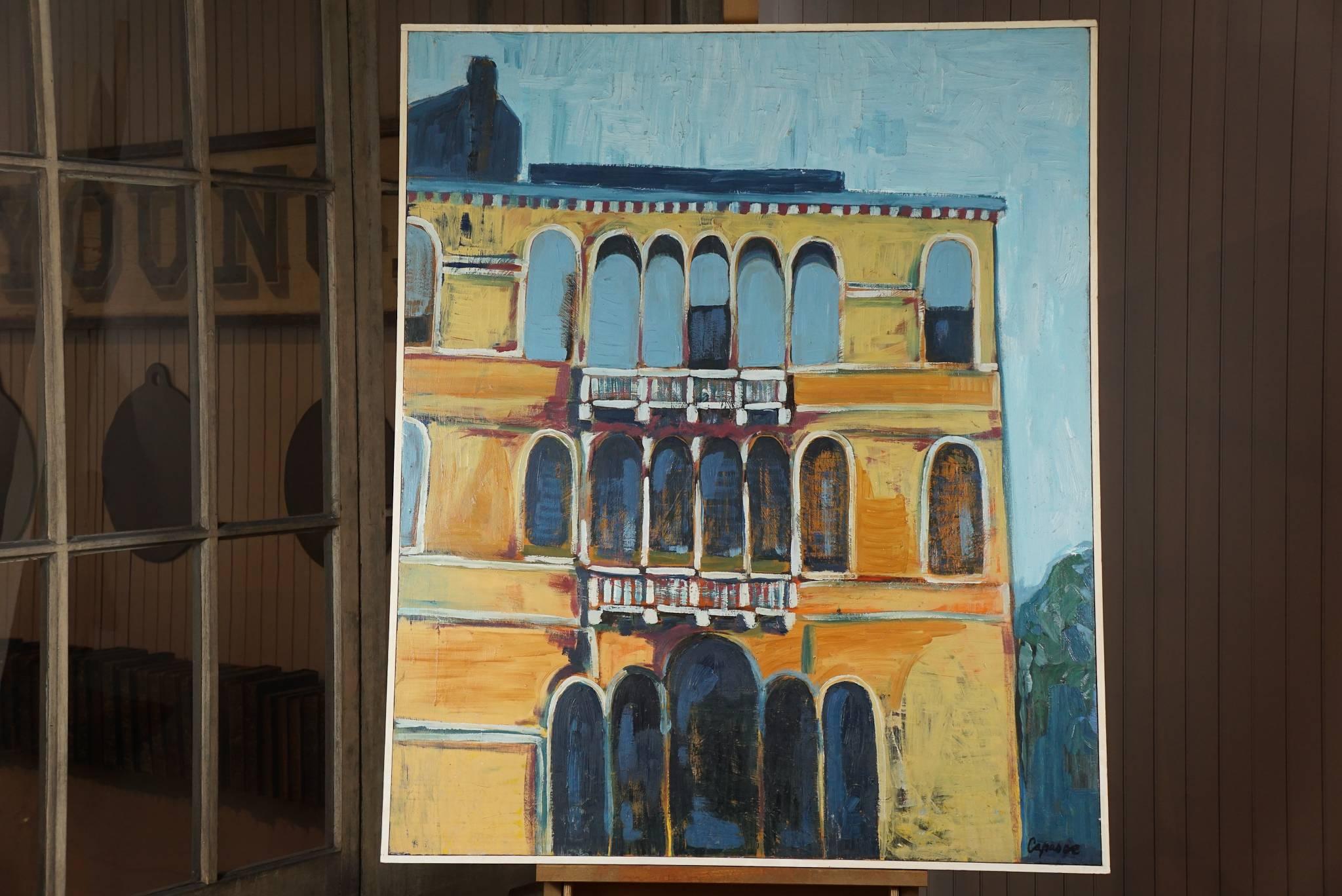 1960s rendition of a venetian palazzo signed 