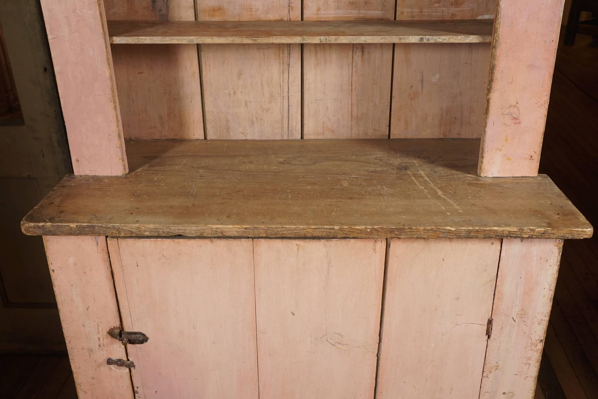 American Colonial Pink Stepback Cupboard