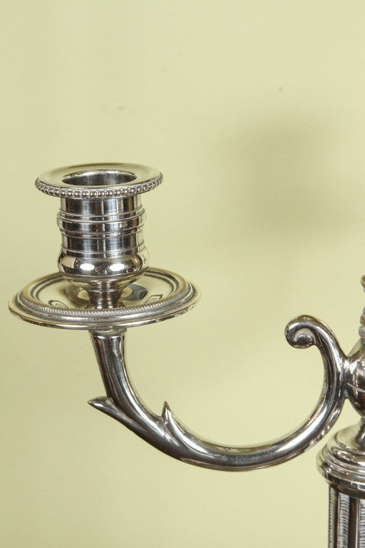 Silvered Brass Bouillotte Lamp with a Tole Shade, late 19th Century 2