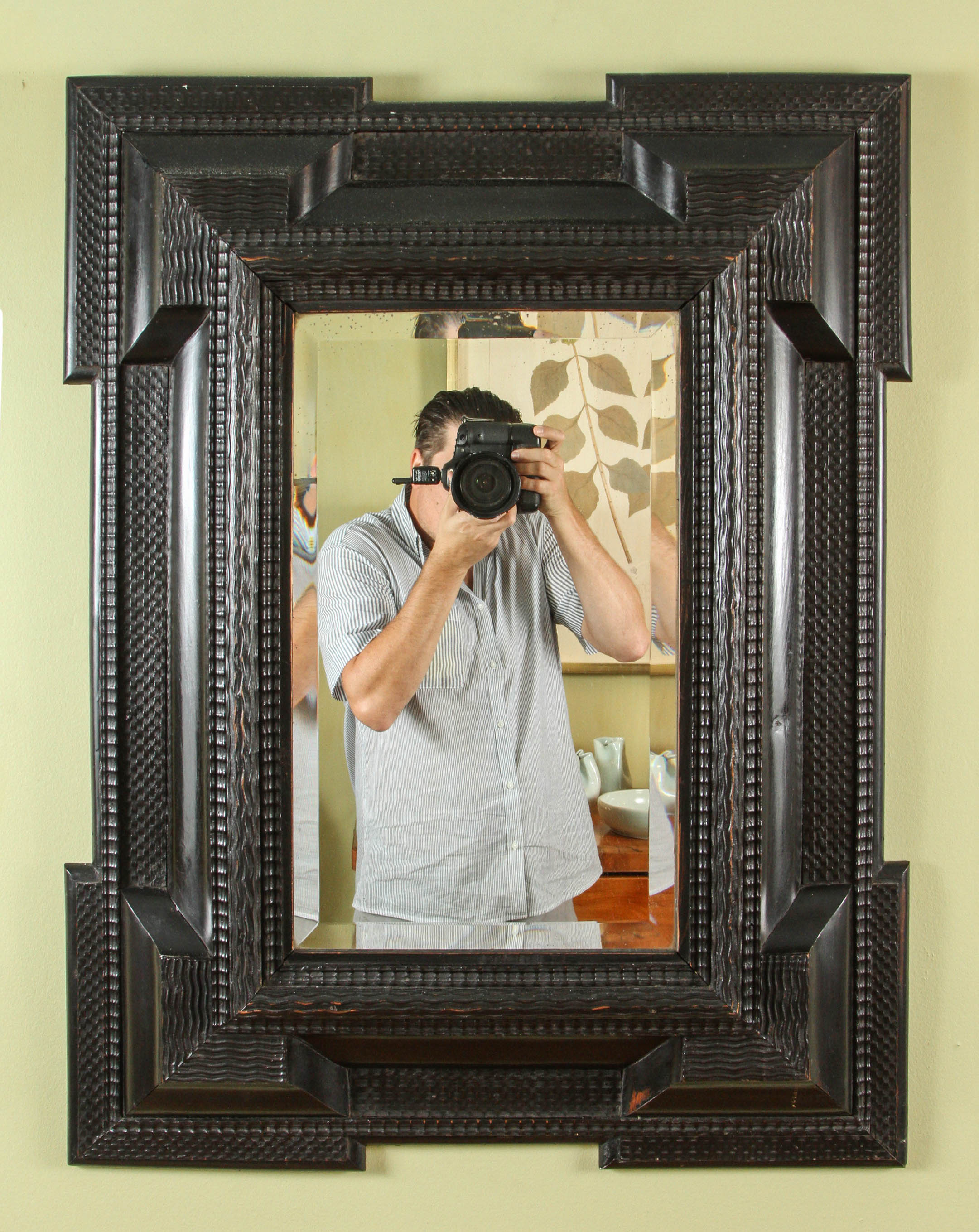 Flemish Ebonized Frame, 17th Century with Mirror