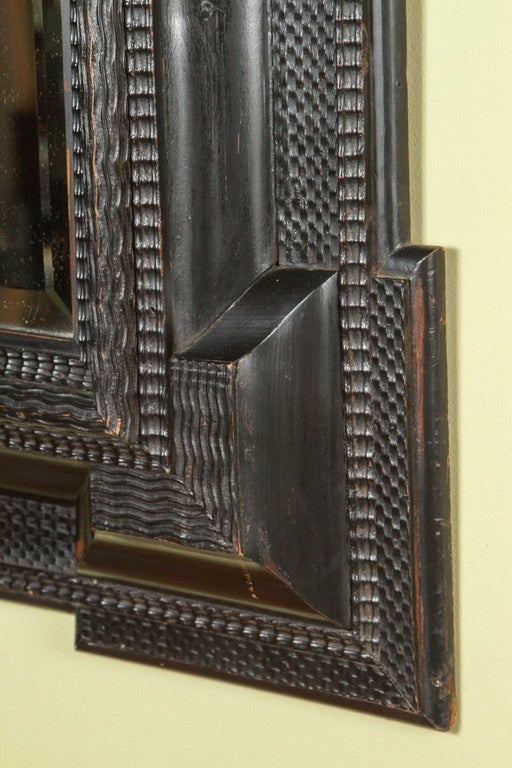 Flemish Ebonized Frame, 17th Century with Mirror In Excellent Condition In Los Angeles, CA