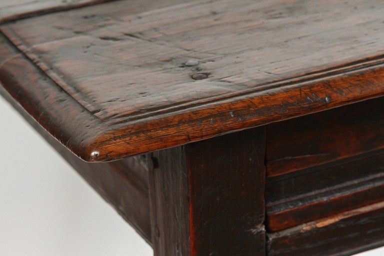 18th Century and Earlier An  English Oak Stretchered Side Table with Drawer, 17th Century 