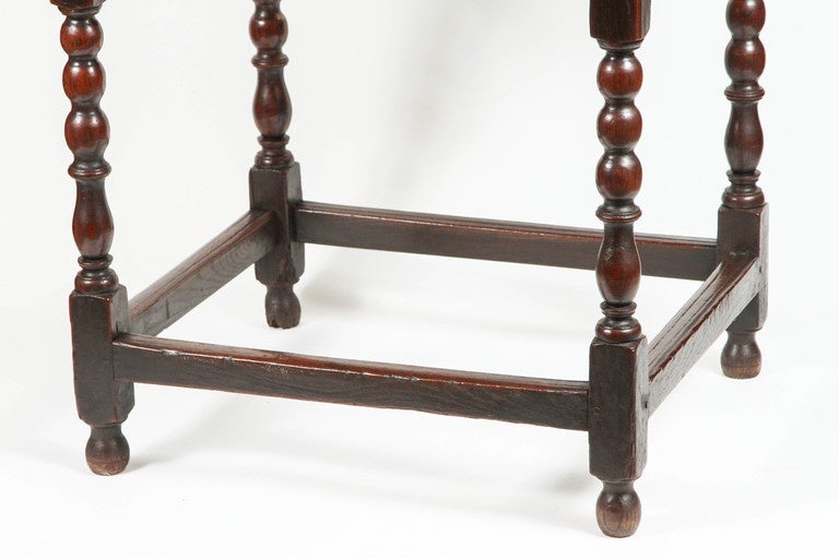 An  English Oak Stretchered Side Table with Drawer, 17th Century  3