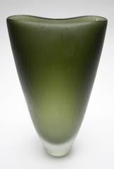 Ficus A Murano Green Glass Vase