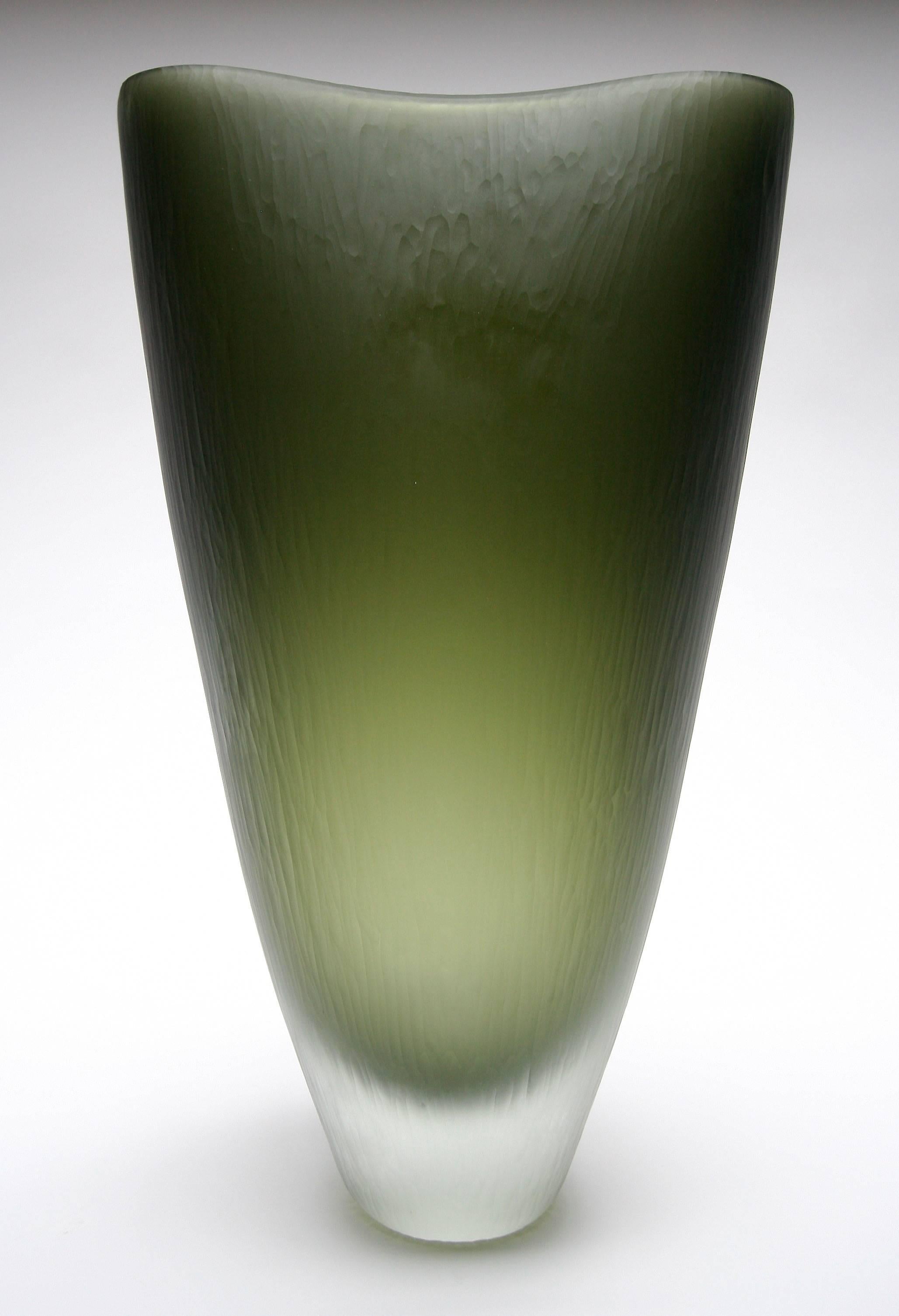 italien Vase en verre de Murano vert Ficus A en vente