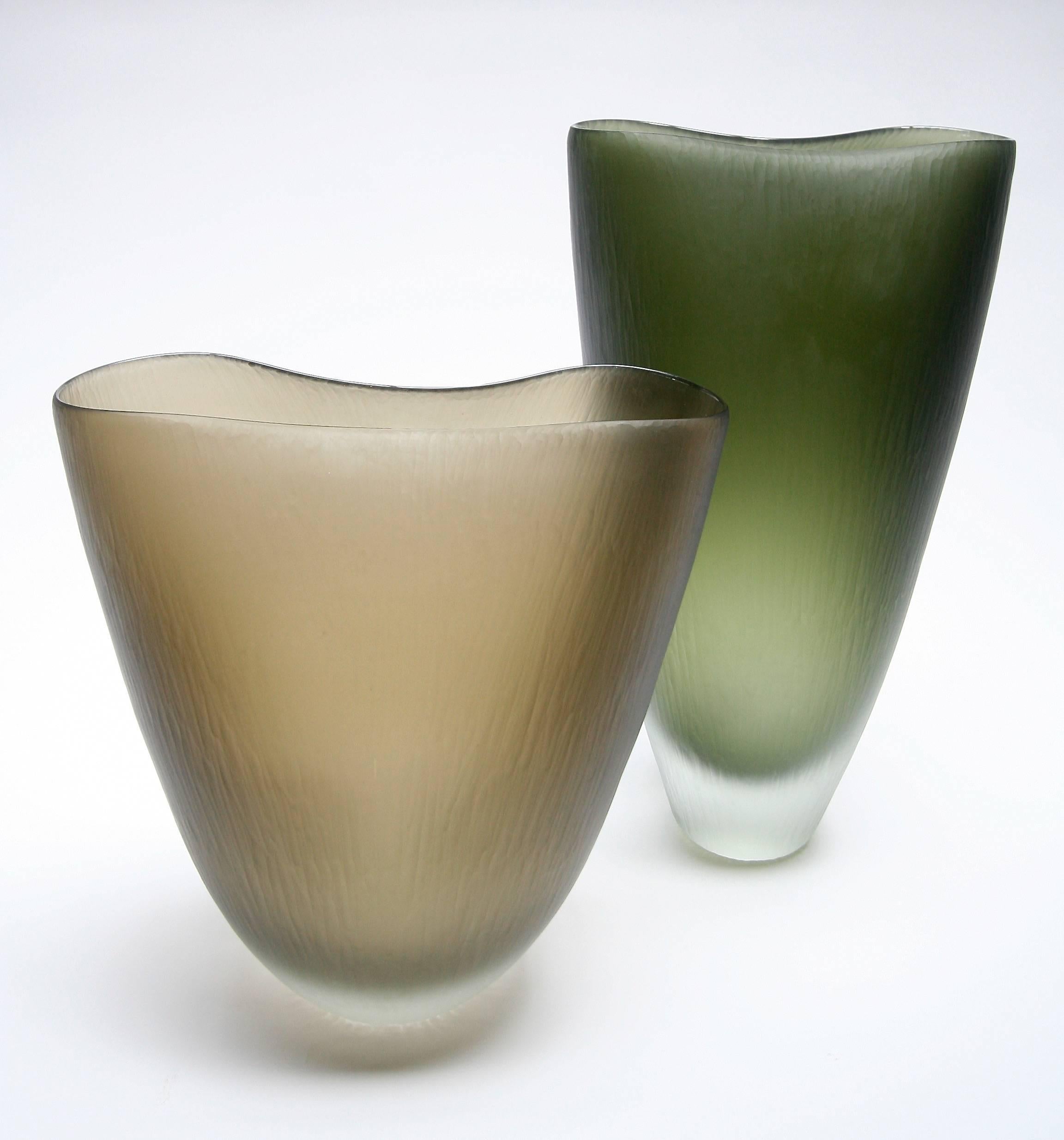 Contemporary Ficus B Murano Sage Green Glass Vase For Sale