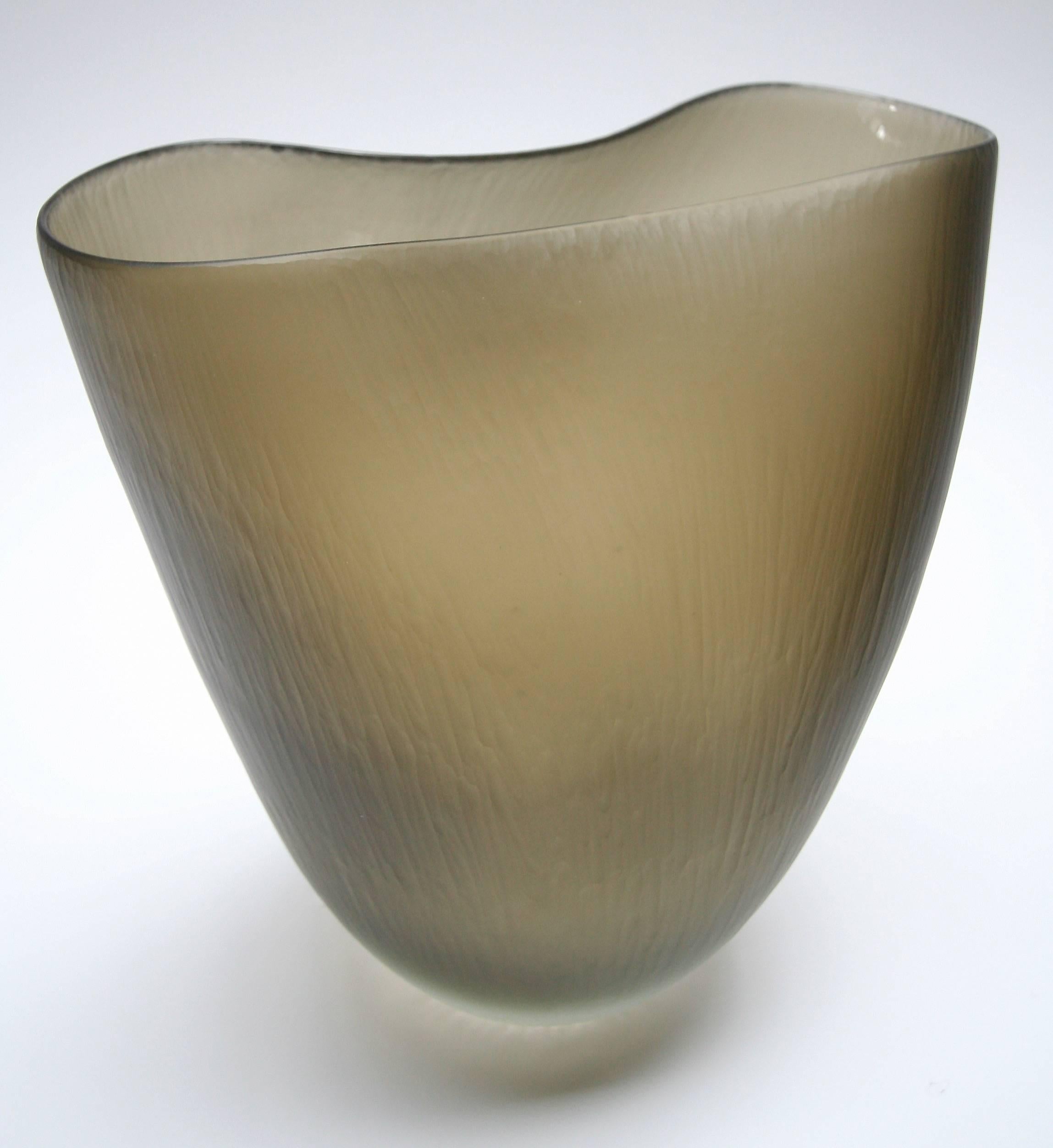 Italian Ficus B Murano Sage Green Glass Vase For Sale