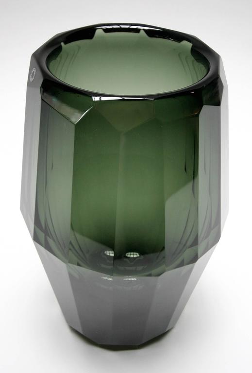 Hermes Murano Green Glass Fluted Vase at 1stDibs