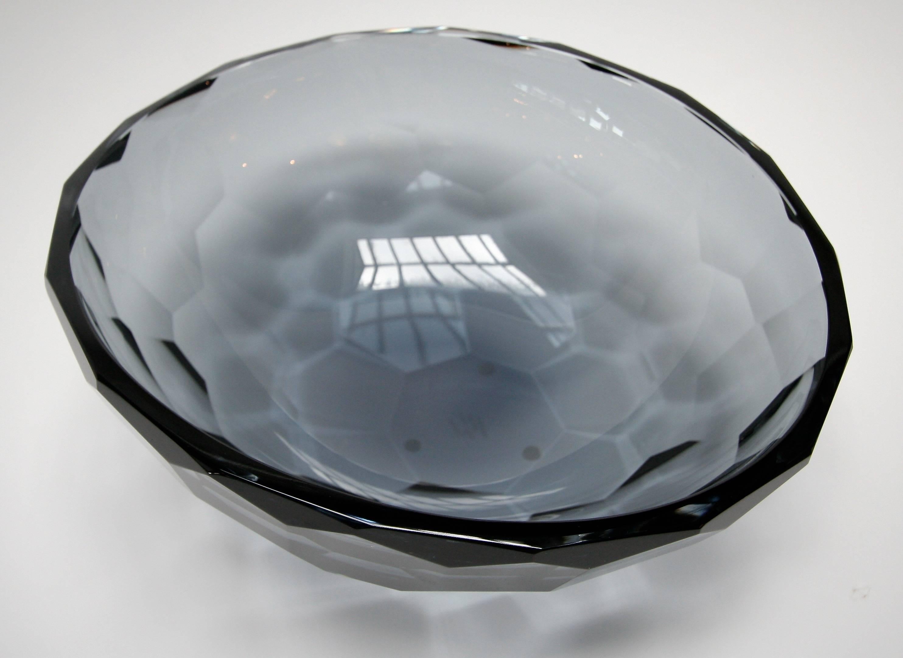 Venus murano faceted glass bowl, shown in grey, other colors available.
