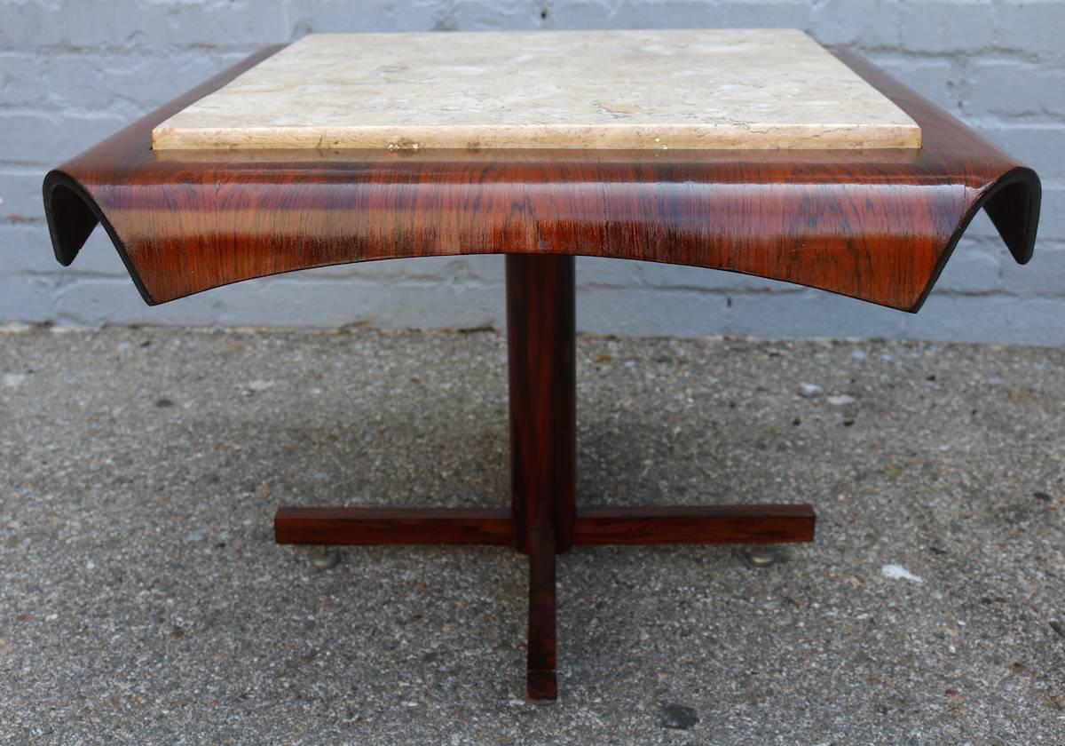 Mid-Century Modern Pair of 1960s Marble and Jacaranda Side Tables by Jorge Zalszupin