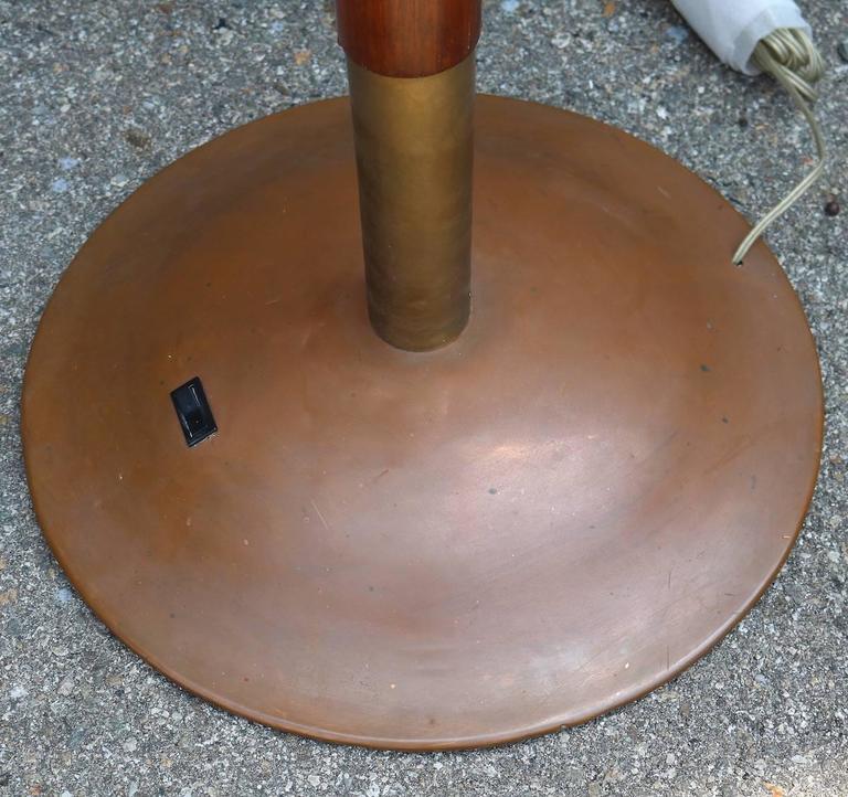Tall Brass Wood and Copper 1960s Floor Lamp For Sale at 1stDibs
