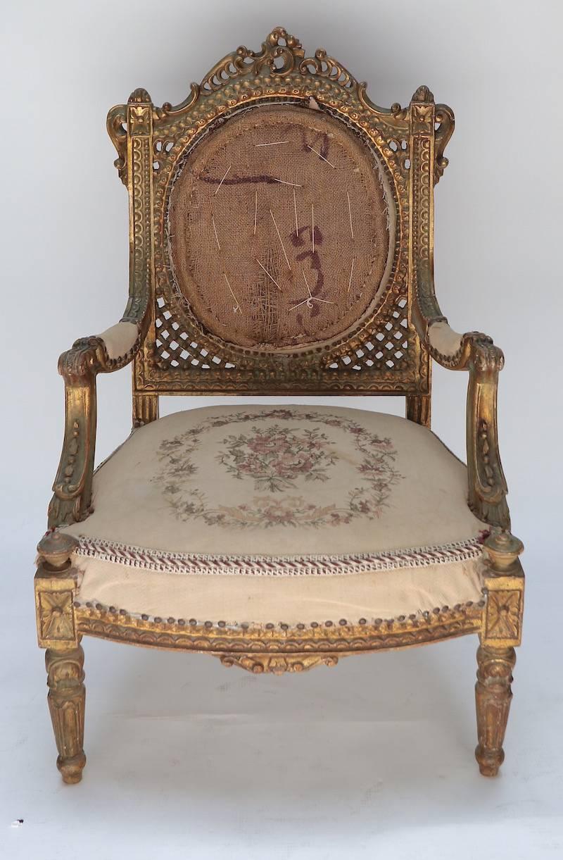 Gilt Pair of Louis XVI Antique Chairs