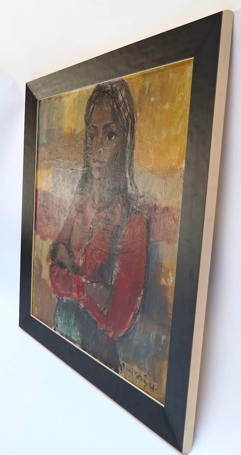 Oil on canvas painting of a woman by Richard Martinez done in 1964.