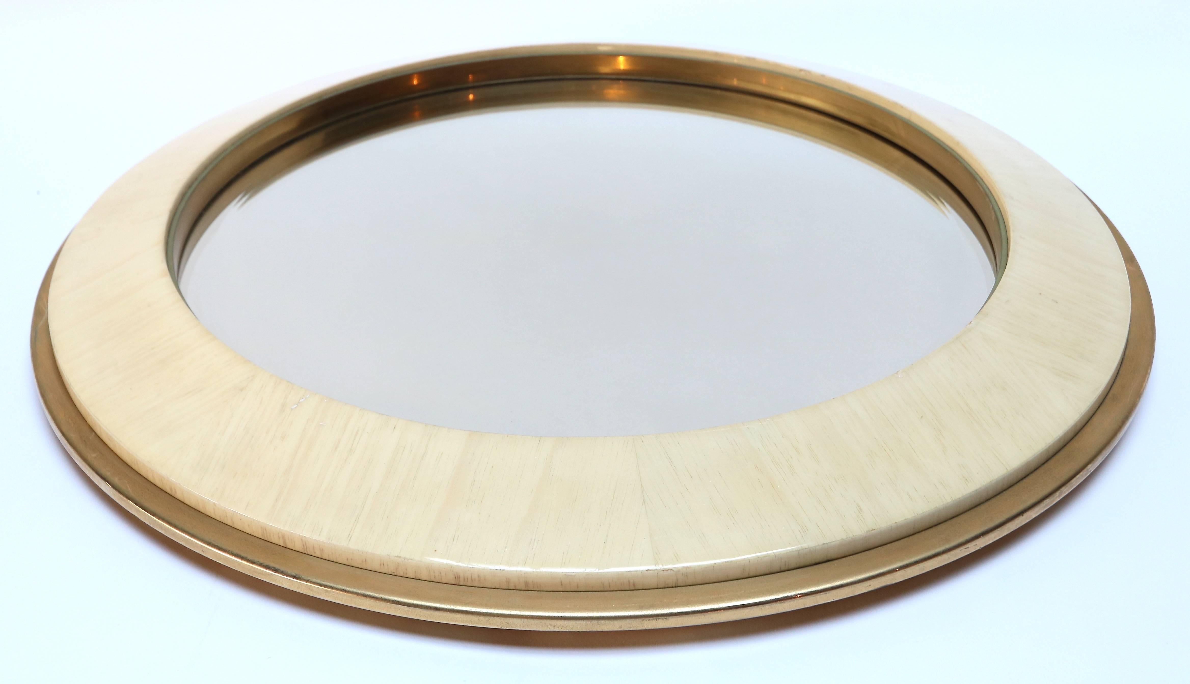 Timothy mirror in brass and bone by J. Robert Scott from the 1970s.