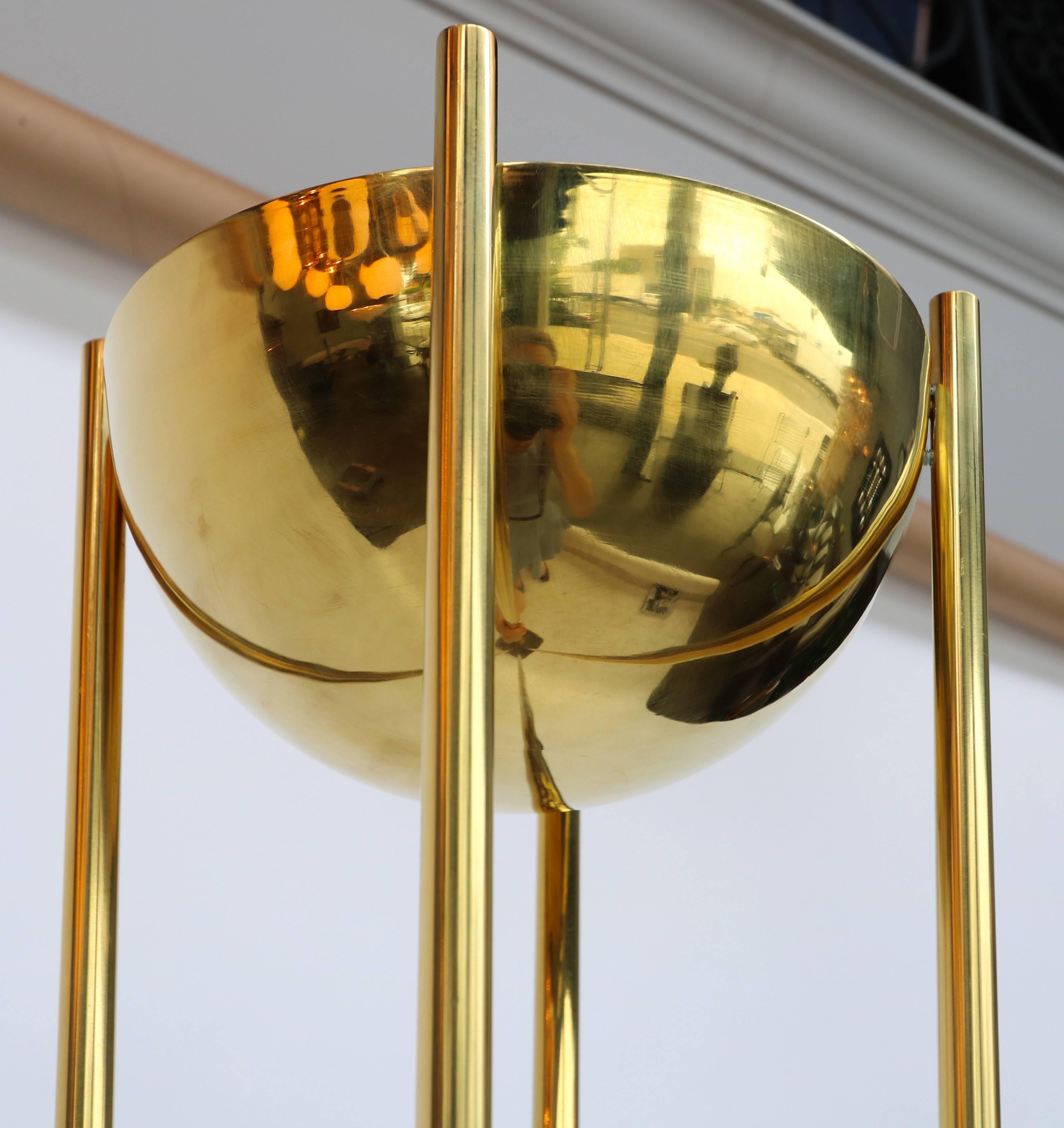 American Pair of 1970s Brass Torchères Floor Lamps For Sale