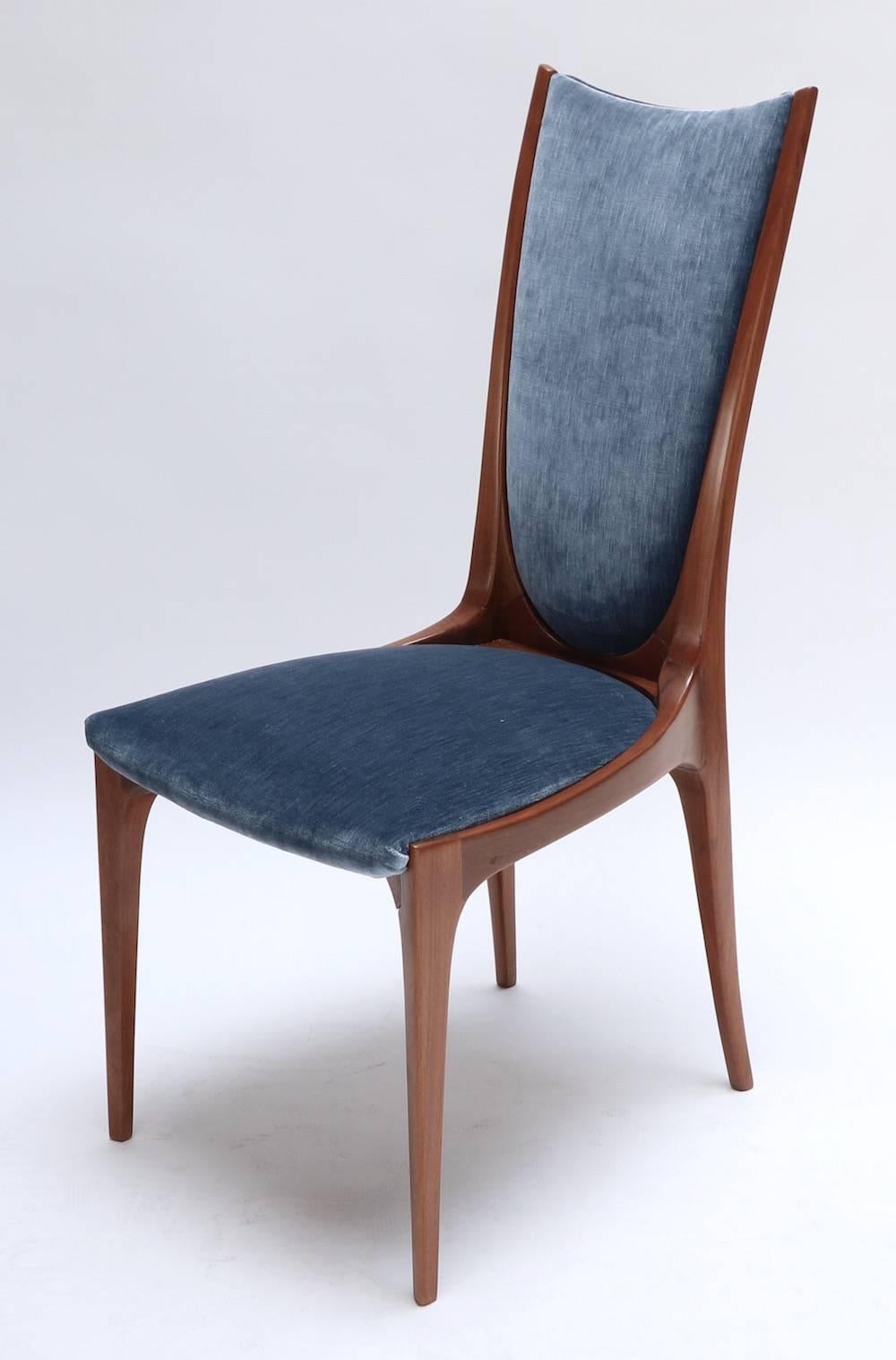 Set of ten Brazilian caviuna dining chairs from the 1960s with original upholstery.