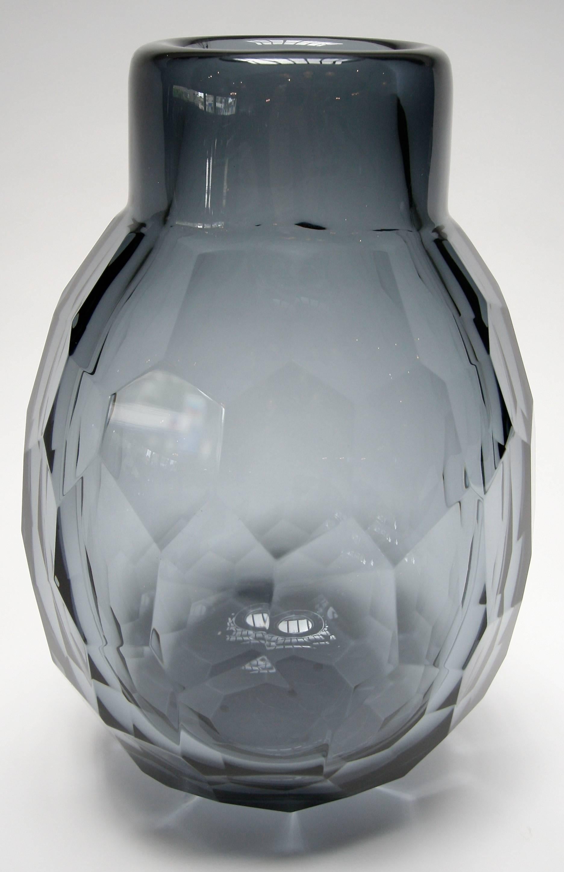 Italian Paloma Faceted Murano Glass Vase For Sale