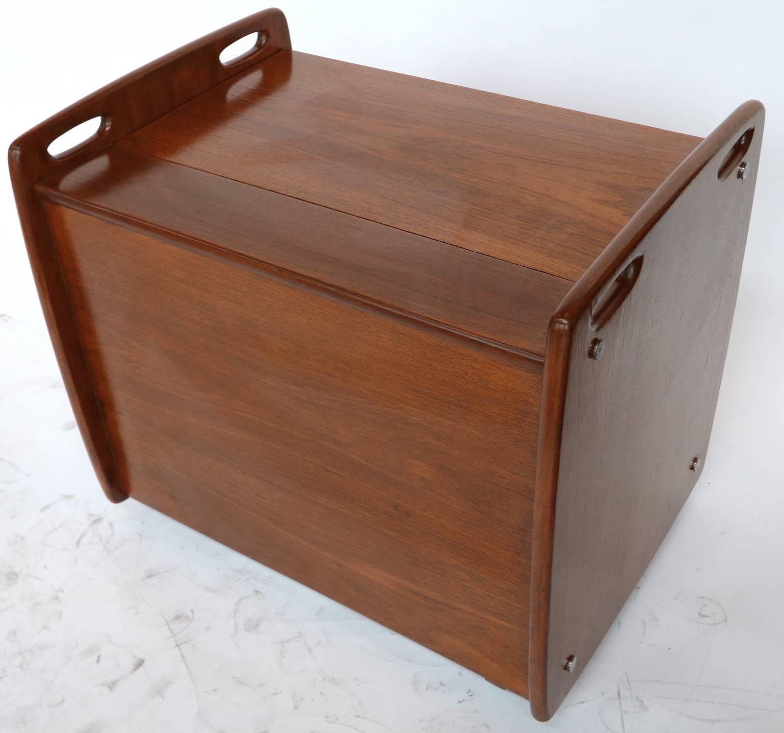 Mid-Century Modern 1970s Sergio Rodrigues Brazilian Jacaranda Wood Bar Cart Cabinet