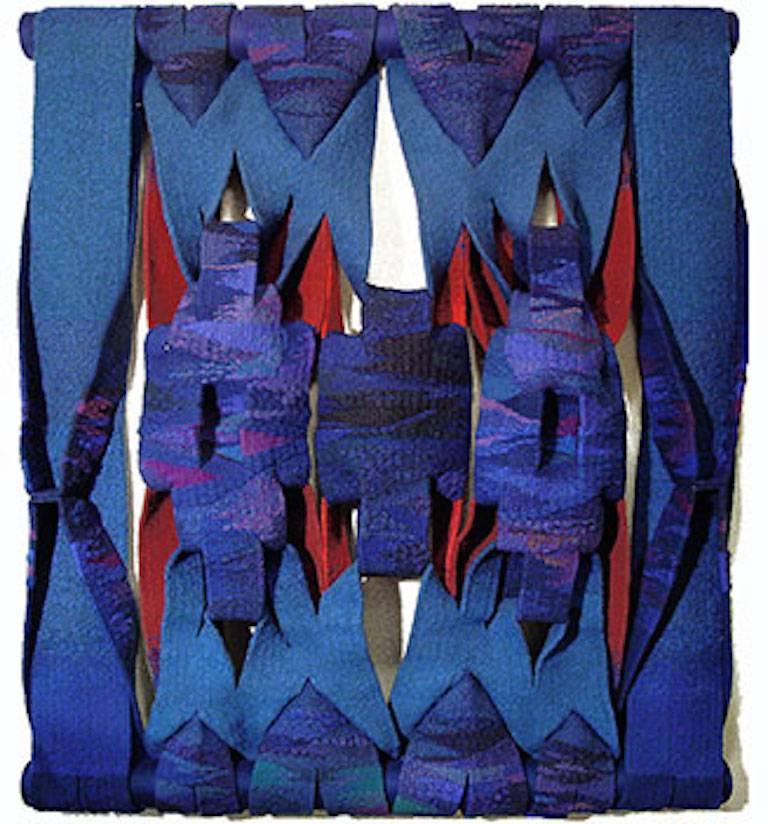 Sculptural handwoven wool tapestry entitled 