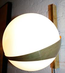 Pair of Stilnovo Style Brass Sconces with White Glass Balls