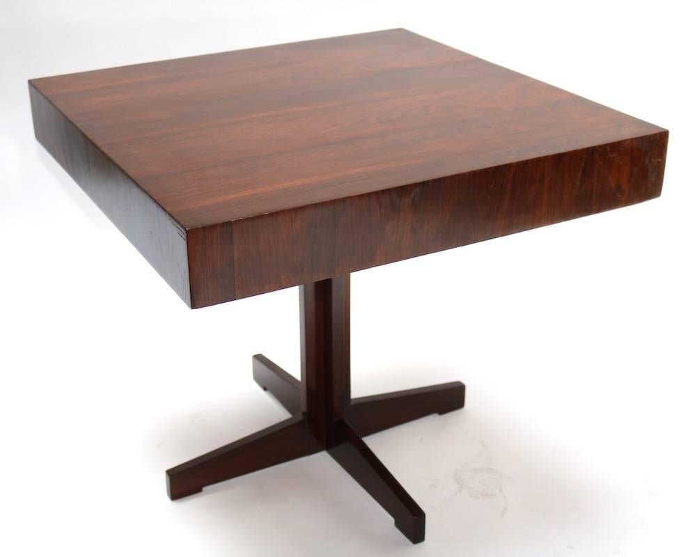 Mid-Century Modern Square Brazilian Jacaranda Wood 1960s Side Table For Sale