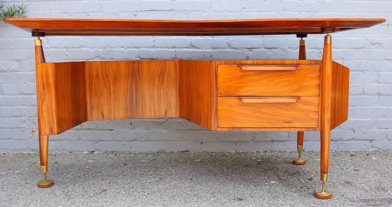 Mid-20th Century 1960s Brazilian Caviuna Desk by Giuseppe Scapinelli 