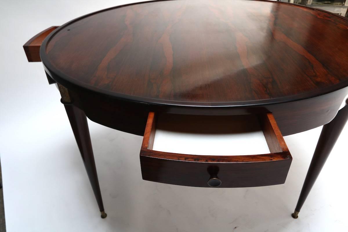 1960s Brazilian Jacaranda Wood Center / Card Table In Good Condition For Sale In Los Angeles, CA