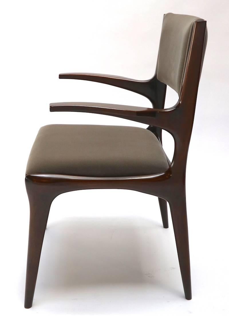 Mid-Century Modern Set of 11 Carlo de Carli 1950s Velvet Dining Chairs with Arms