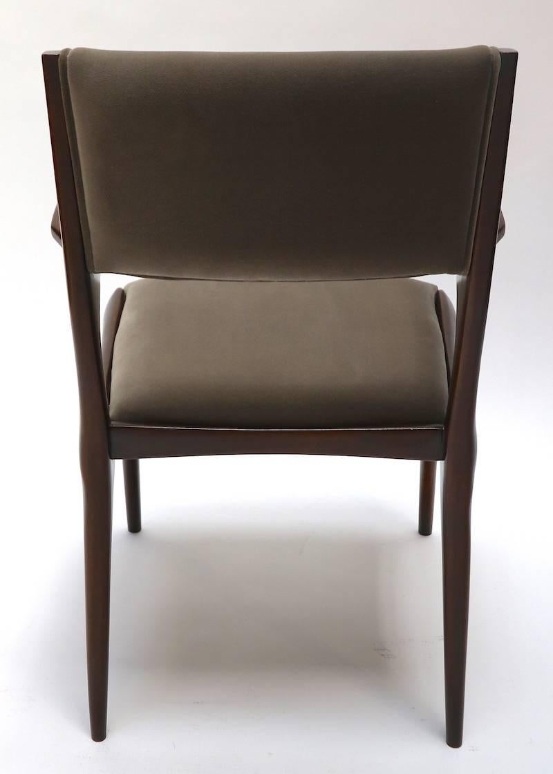 Set of 11 Carlo de Carli 1950s Velvet Dining Chairs with Arms In Excellent Condition In Los Angeles, CA