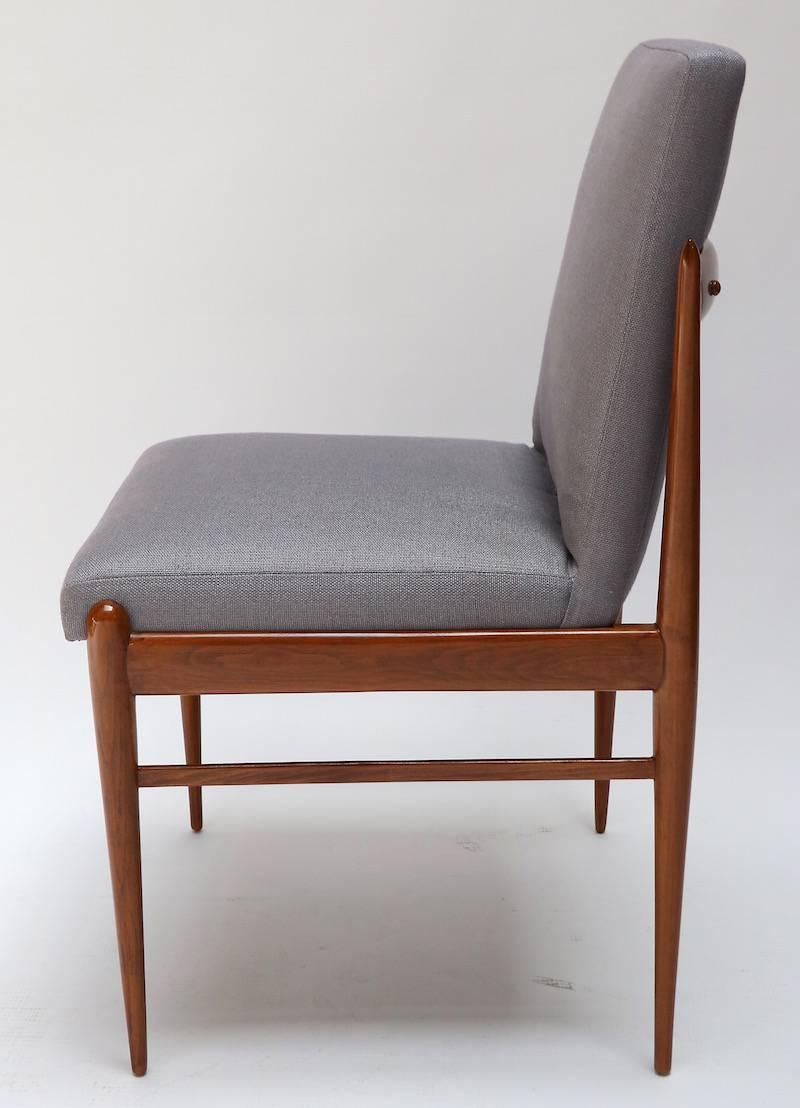 Set of Ten Grey Linen Brazilian Midcentury Dining Chairs by L'Atelier, 1960s In Good Condition In Los Angeles, CA