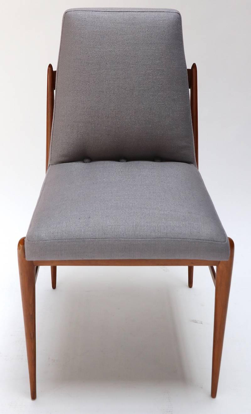 Set of Ten Grey Linen Brazilian Midcentury Dining Chairs by L'Atelier, 1960s 3